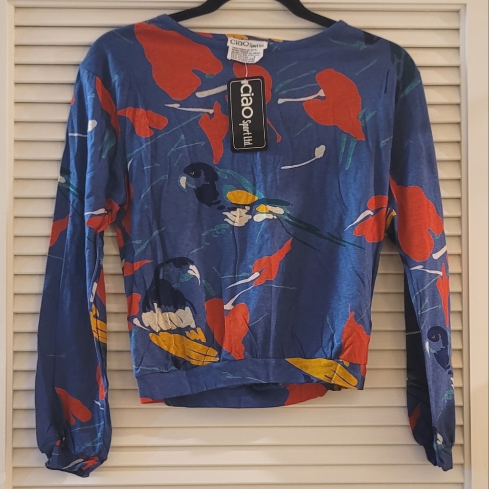 Ciao Sport- (NWT) Vintage Colourful Floral Bird Long-Sleeve Top